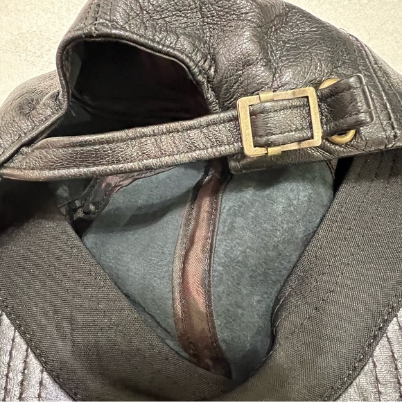 Vintage Genuine Lambskin Leather Baseball Cap in Black Adjustable One Size USA - Picture 6 of 8